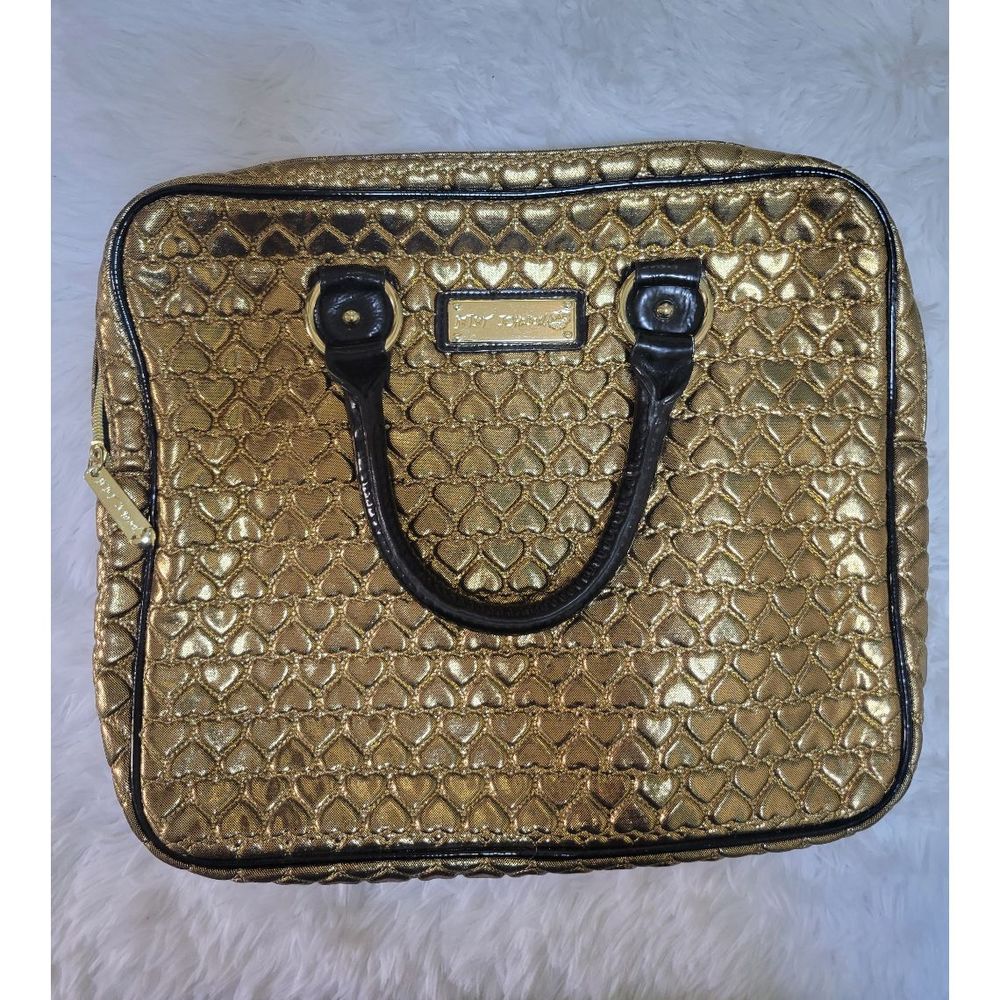 Like New Betsey Johnson Laptop Bag Gold Hearts